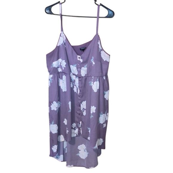 402. Torrid Purple Floral Georgette Babydoll button detail tunic size 2 (2x) - Picture 7 of 12